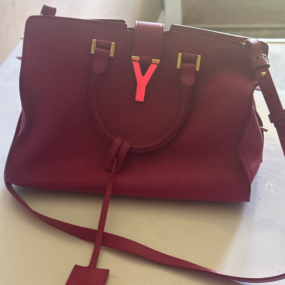 Saint Laurent Red Satchel with Gold Hardware - Picture 4 of 11